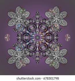 Vector illustration. Christmas snowflake of decoration on snow. Christmas festive background.