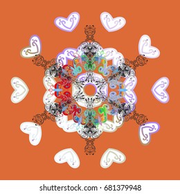 Vector illustration. Christmas snowflake of decoration on snow. Christmas festive background.