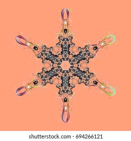 Vector illustration. Christmas snowflake of decoration on snow. Christmas festive background.