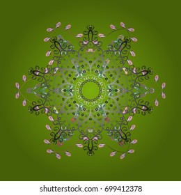Vector illustration. Christmas snowflake of decoration on snow. Christmas festive background.