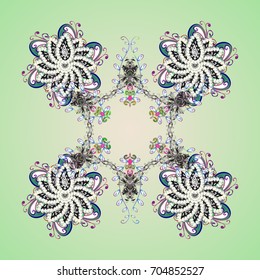 Vector illustration. Christmas snowflake of decoration on snow. Christmas festive background.