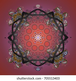 Vector illustration. Christmas snowflake of decoration on snow. 