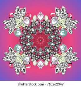 Vector illustration. Christmas snowflake of decoration on snow. Christmas festive background.