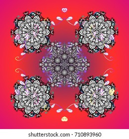 Vector illustration. Christmas snowflake of decoration on snow. Christmas festive background.