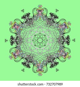 Vector illustration. Christmas snowflake of decoration on snow. Christmas festive background.
