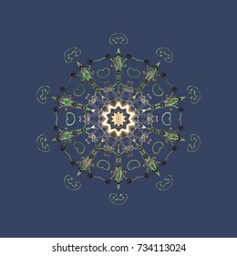 Vector illustration. Christmas snowflake of decoration on snow. Christmas festive background.