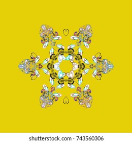 Vector illustration. Christmas snowflake of decoration on snow. Christmas festive background.