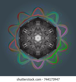 Vector illustration. Christmas snowflake of decoration on snow. Christmas festive background.