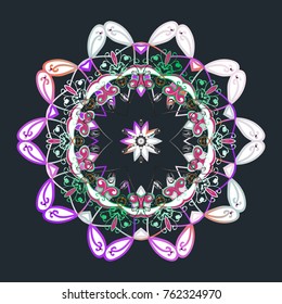 Vector illustration. Christmas snowflake of decoration on snow. Christmas festive background.