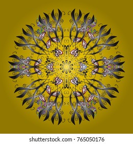 Vector illustration. Christmas snowflake of decoration on snow. Christmas festive background.