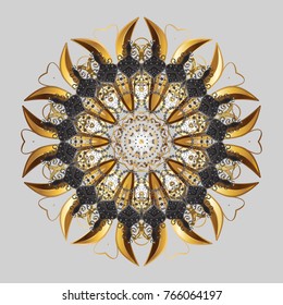 Vector illustration. Christmas snowflake of decoration on snow. Christmas festive background.