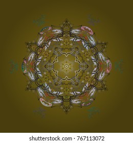 Vector illustration. Christmas snowflake of decoration on snow. Christmas festive background.