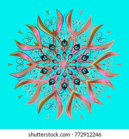 Vector illustration. Christmas snowflake of decoration on snow. Christmas festive background.