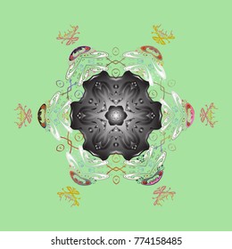 Vector illustration. Christmas snowflake of decoration on snow. Christmas festive background.