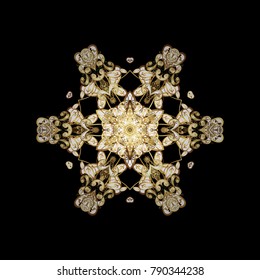 Vector illustration. Christmas snowflake of decoration on snow. Christmas festive background.