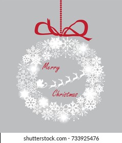vector illustration of Christmas snowflake wreath with Santa Claus.