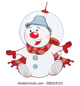 Vector Illustration of a Christmas Snowman. Cartoon Character
