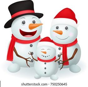 Vector Illustration of Christmas Snowman family 
