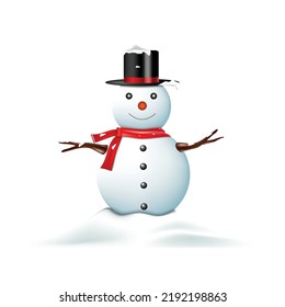 vector illustration christmas snowman on the white background.3d illustration template.