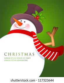 Vector illustration of Christmas Snowman with red scarf