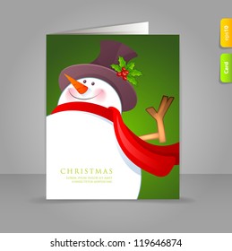 Vector illustration of Christmas Snowman with red scarf