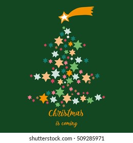 Vector illustration of christmas star tree on white background