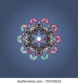 Vector illustration. Christmas Stylized blue, gray and white Snowflakes on a blue, gray and white colors.