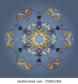 Vector illustration. Christmas Stylized blue, green and gray Snowflakes on a blue, green and gray colors.