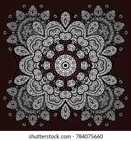Vector illustration. Christmas Stylized brown, white and black Snowflakes on a brown, white and black colors.