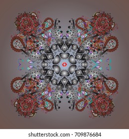 Vector illustration. Christmas Stylized gray, blue and brown Snowflakes on a gray, blue and brown colors.