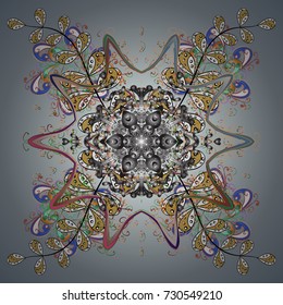Vector illustration. Christmas Stylized gray, blue and neutral Snowflakes on a gray, blue and neutral colors.