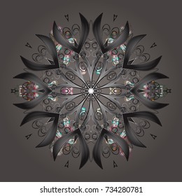 Vector illustration. Christmas Stylized gray, white and brown Snowflakes on a gray, white and brown colors.