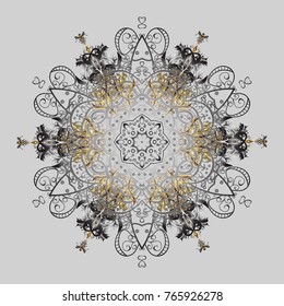 Vector illustration. Christmas Stylized gray, brown and beige Snowflakes on a gray, brown and beige colors.