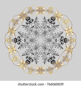 Vector illustration. Christmas Stylized gray, brown and beige Snowflakes on a gray, brown and beige colors.