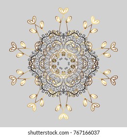 Vector illustration. Christmas Stylized gray, white and brown Snowflakes on a gray, white and brown colors.