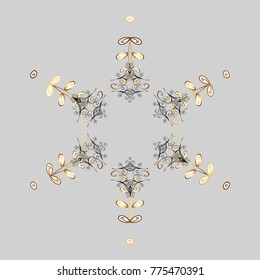 Vector illustration. Christmas Stylized gray and yellow Snowflakes on a gray and yellow colors.