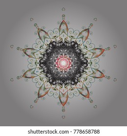 Vector illustration. Christmas Stylized gray, green and brown Snowflakes on a gray, green and brown colors.