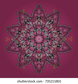 Vector illustration. Christmas Stylized magenta, gray and brown Snowflakes on a magenta, gray and brown colors.