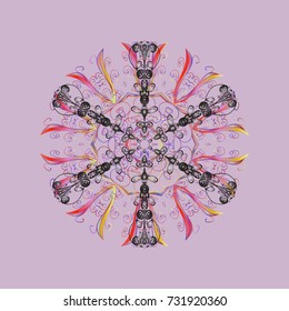 Vector illustration. Christmas Stylized neutral, gray and pink Snowflakes on a neutral, gray and pink colors.