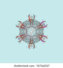 Vector illustration. Christmas Stylized neutral, gray and blue Snowflake 