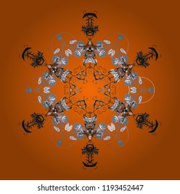 Vector illustration. Christmas Stylized orange, gray and neutral Snowflakes on a orange, gray and neutral colors.