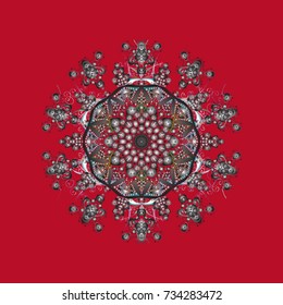 Vector illustration. Christmas Stylized red, gray and brown Snowflakes on a red, gray and brown colors.