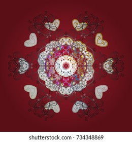 Vector illustration. Christmas Stylized red, gray and white Snowflakes on a red, gray and white colors.