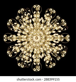 Vector illustration. Christmas Stylized. Snowflakes on a golden colors.