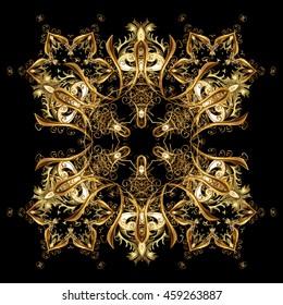 Vector illustration. Christmas Stylized. Snowflakes on a golden colors.