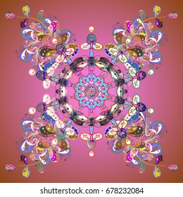 Vector illustration. Christmas Stylized Snowflakes on a colorful background.