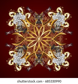 Vector illustration. Christmas Stylized Snowflakes on a red background.