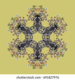 Vector illustration. Christmas Stylized Snowflakes on a colored background.