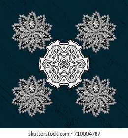 Vector illustration. Christmas Stylized Snowflakes on a blue dark background.