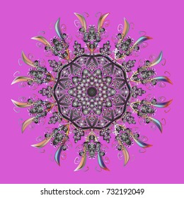 Vector illustration. Christmas Stylized violet, gray and neutral Snowflakes 